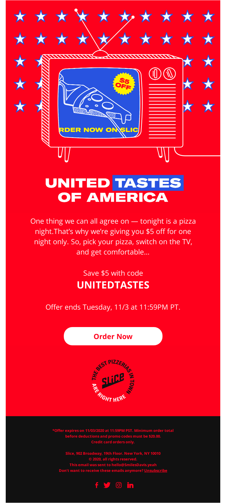 🇺🇸 ❤️ 🍕: Save $5 on America’s favorite food.