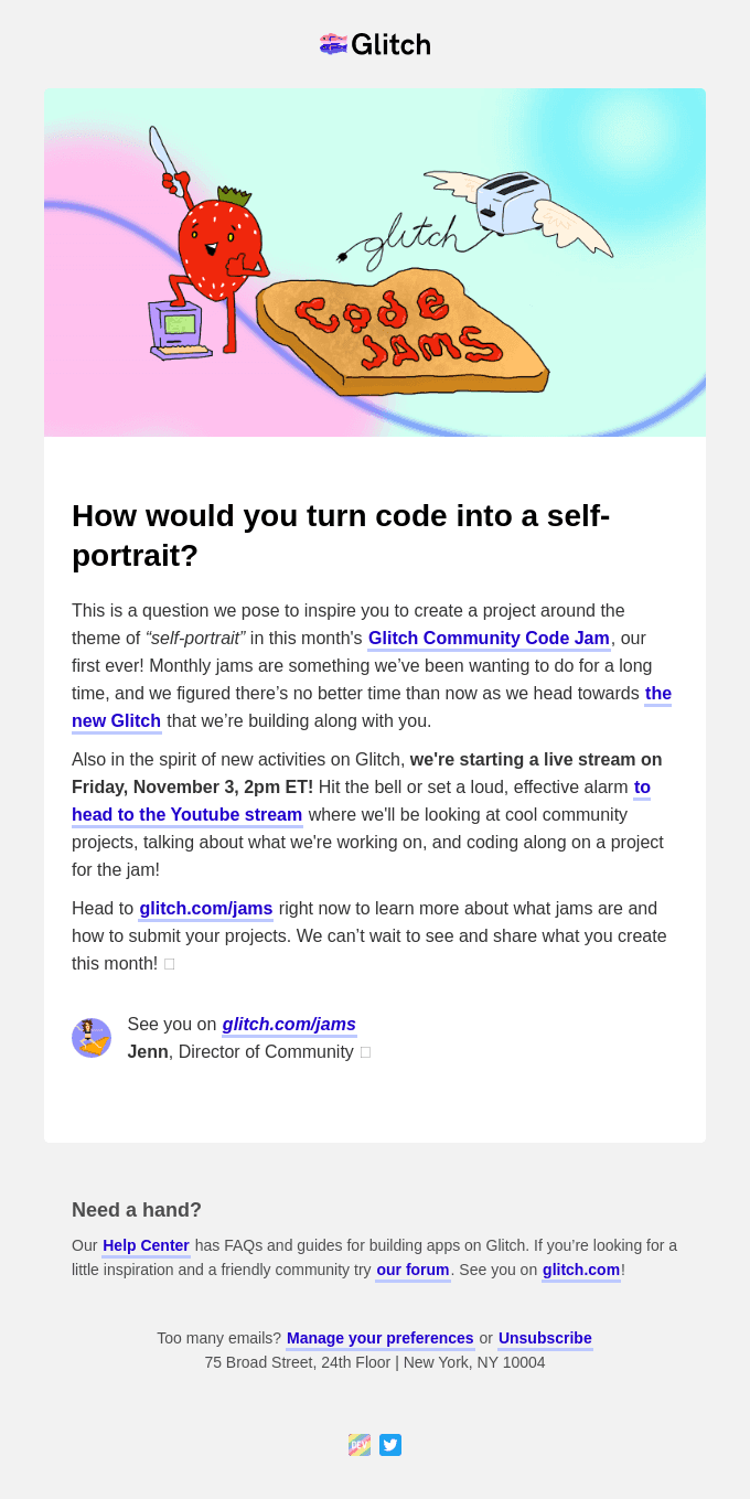 🆕🍓 The first ever Glitch Community Code Jam starts now