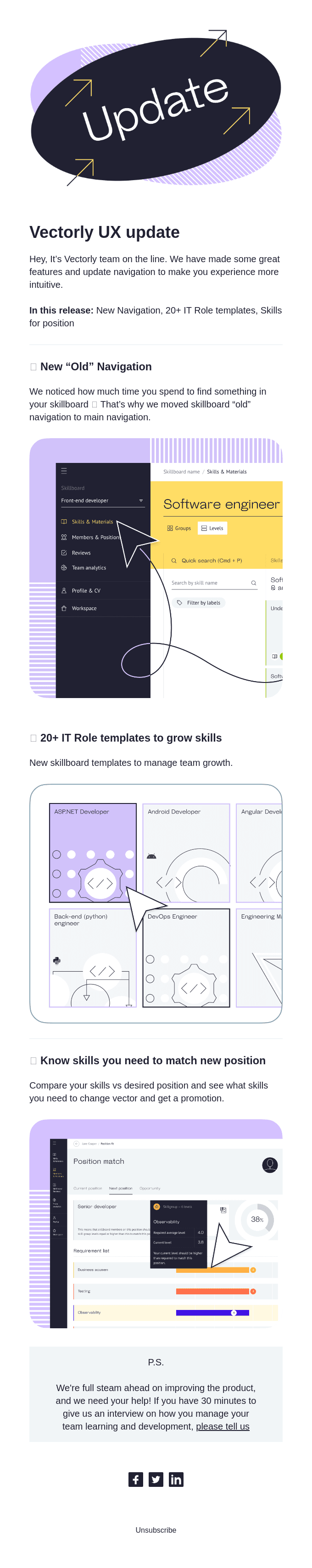 🖖 Vectorly "UX" Update: New navigation and 20+ IT role templates
