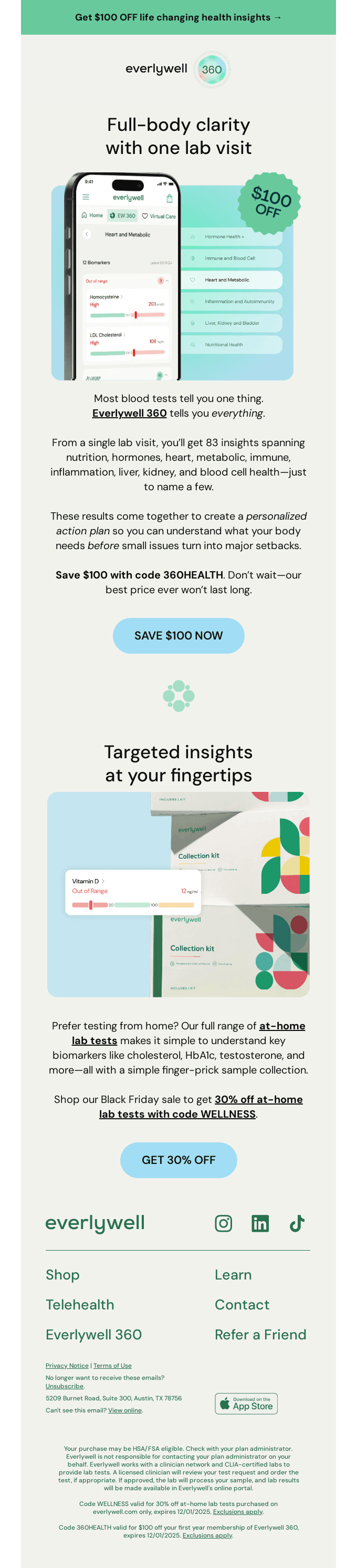 $100 OFF Everlywell 360—our best offer yet