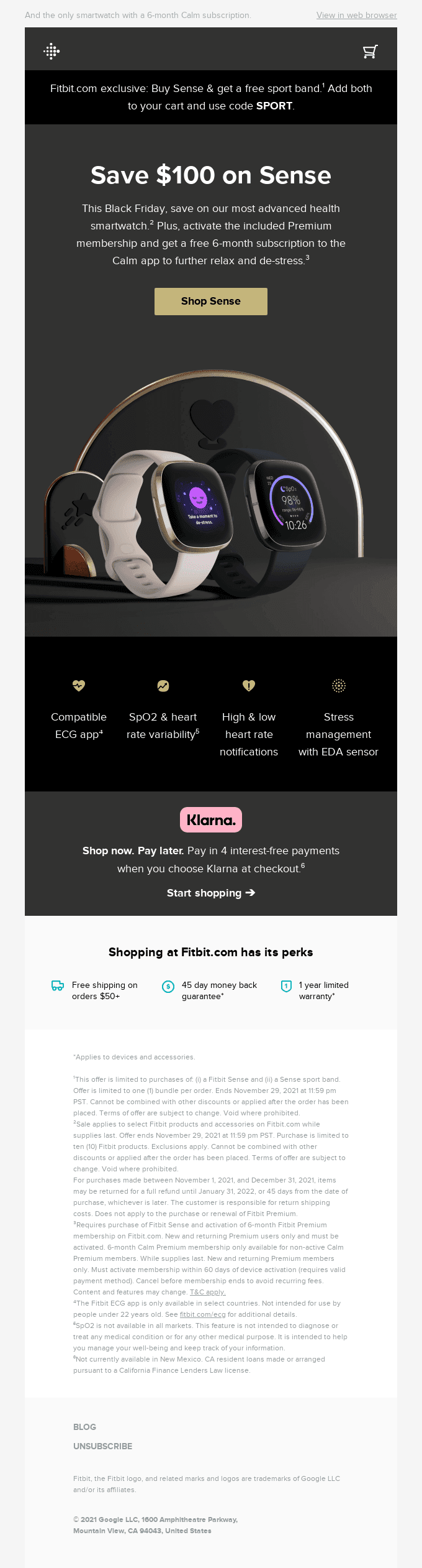 $100 off Sense + a free sport band