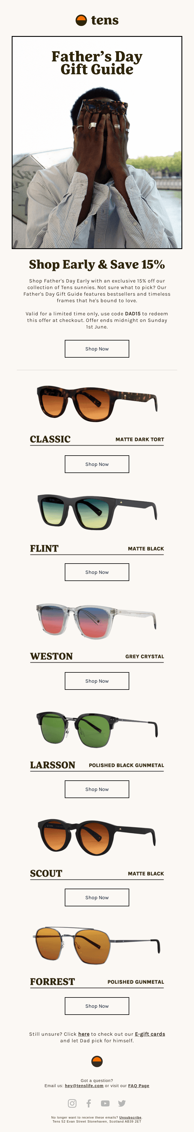 15% Off Just in Time for Father's Day
