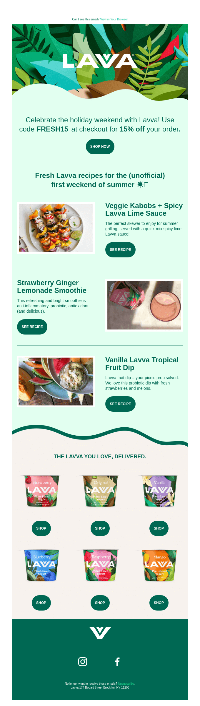 15% off! Plus, recipes for your long weekend.