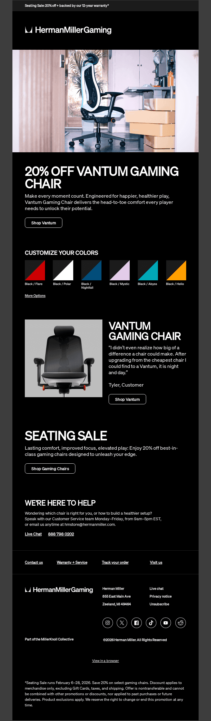 20% off our most versatile gaming chair