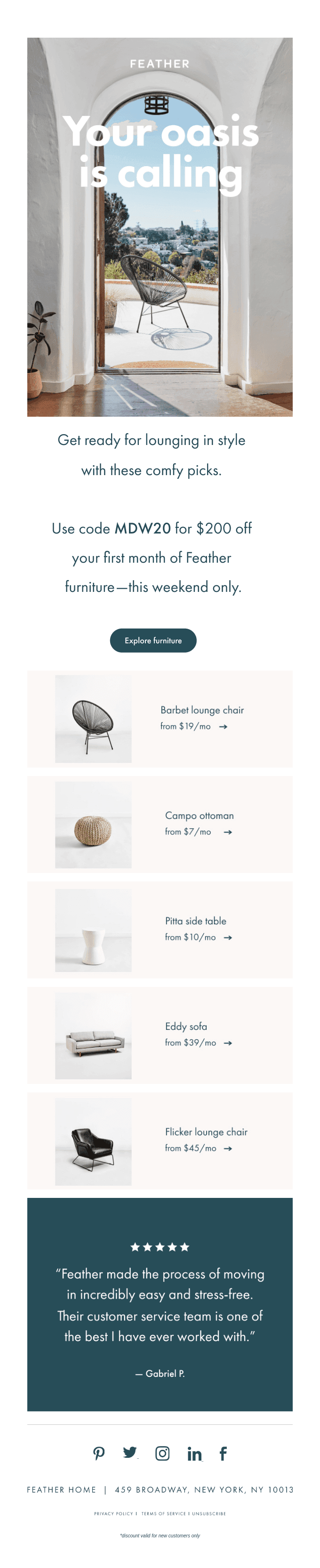 $200 off your first month of furniture 💸
