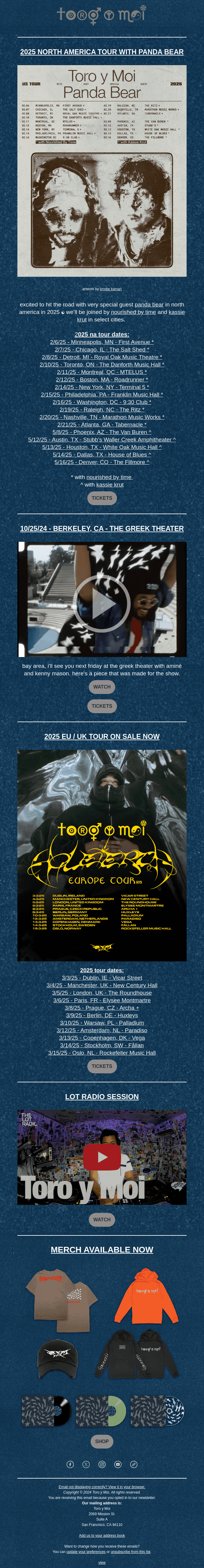 2025 north america tour with very special guest panda bear on sale now 🐻🐼