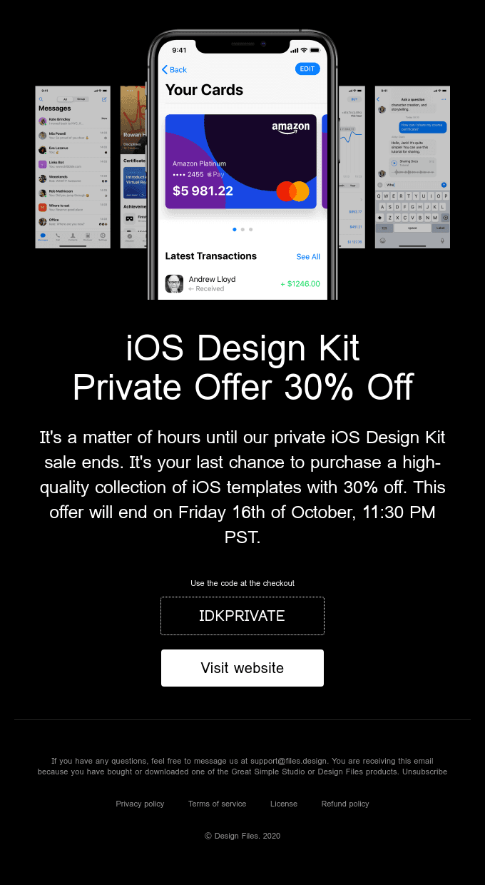 24 Hours Left - iOS Design Kit - 30% Off