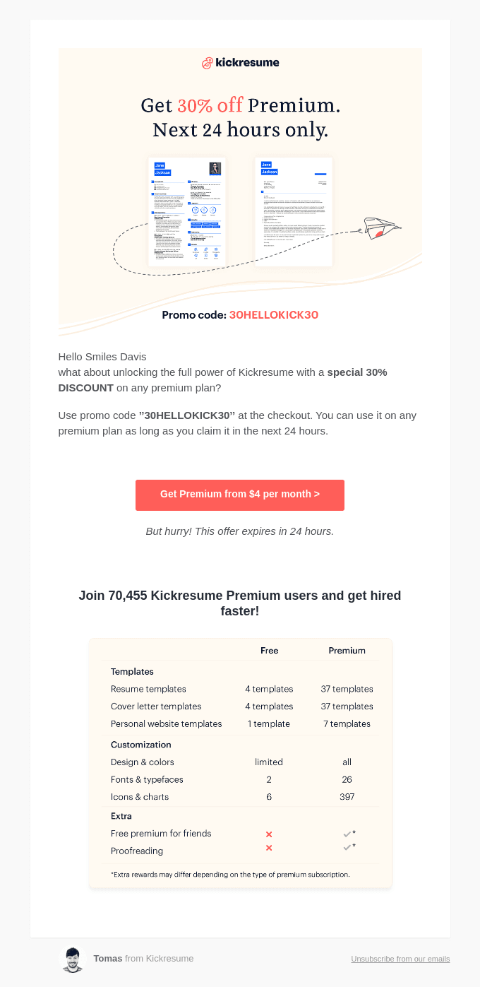 24 HOURS ONLY: Get 30% OFF any Premium plan!