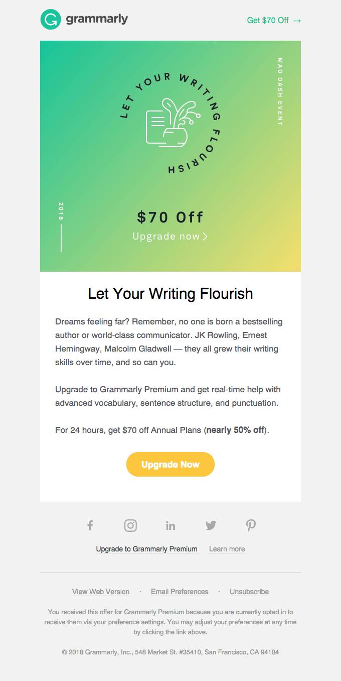 24 HRS ONLY: Grow Your Writing Skills – $70 OFF Annual Plans