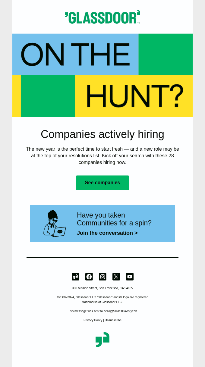 28 Companies Actively Hiring in January