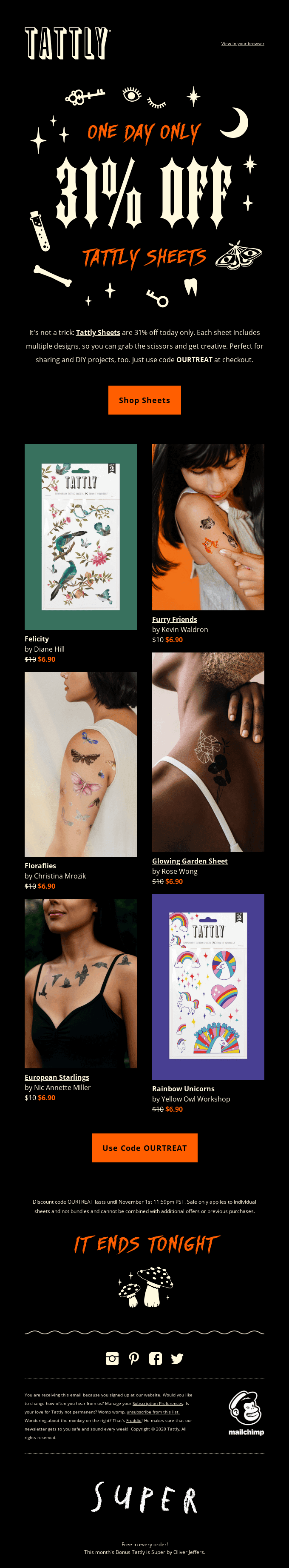 31% Off Tattly Sheets! Our Treat to You!