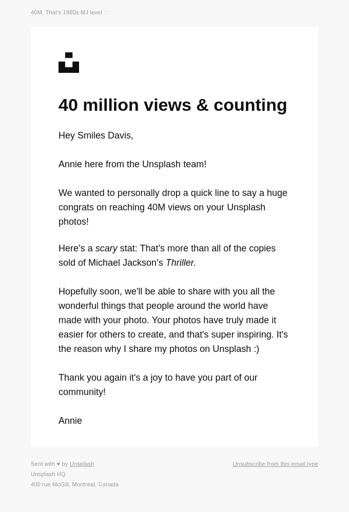 40 million views on your Unsplash photos ✨🏅