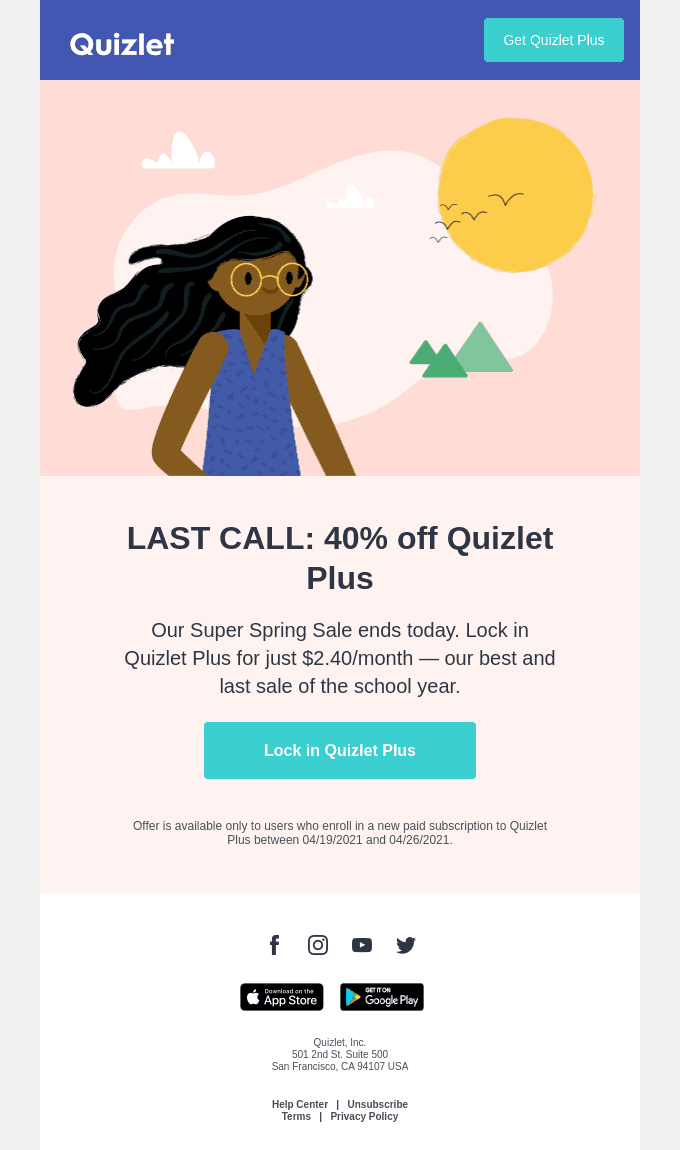 40% off Quizlet Plus to get you through the semester ☀️