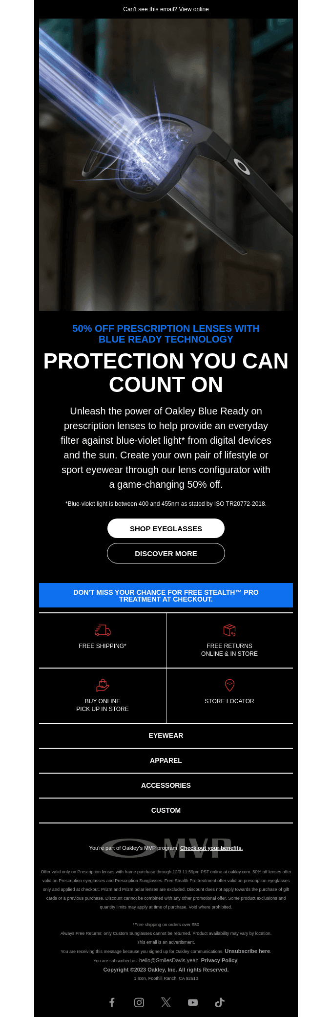 50% off prescription lenses with Blue ready technology