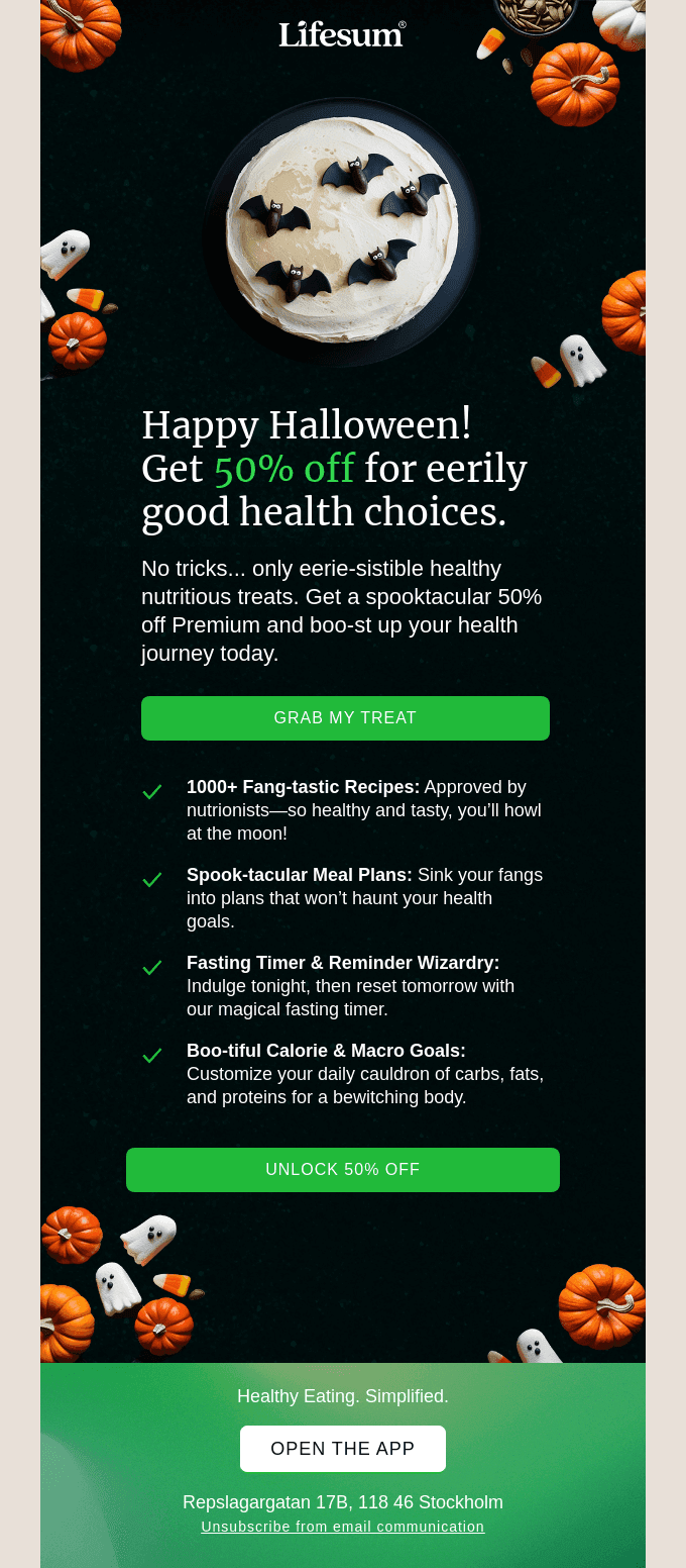 🎃 50% Off - Treat yourself to a health boo-st!