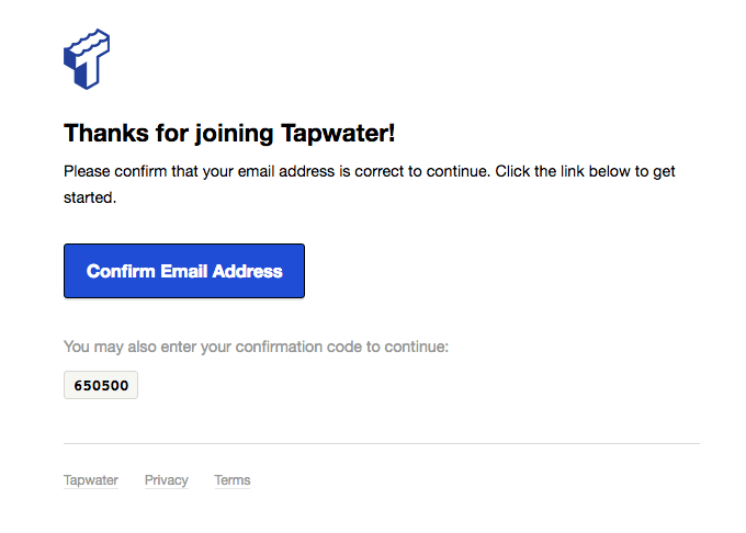 650500 – Confirm your Tapwater email address