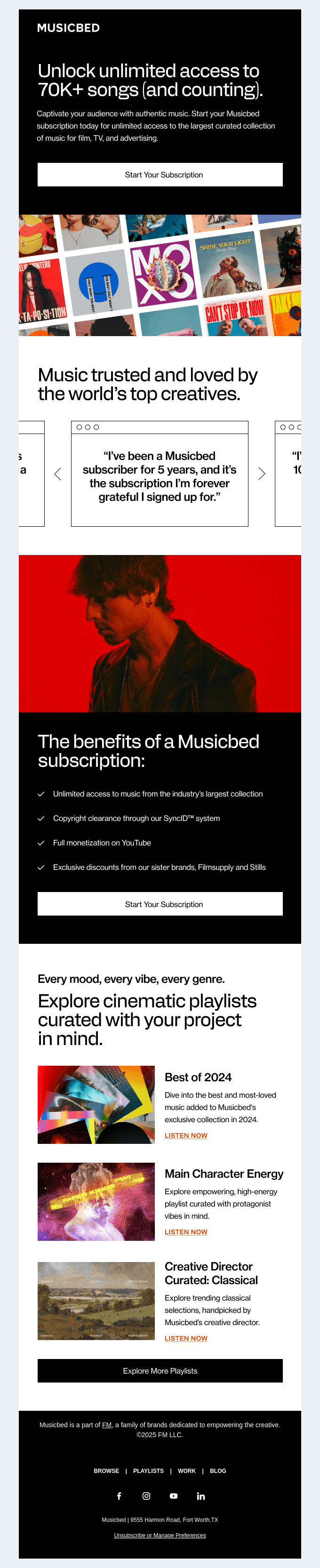 70,000 Songs. One Plan. Unlimited Access.