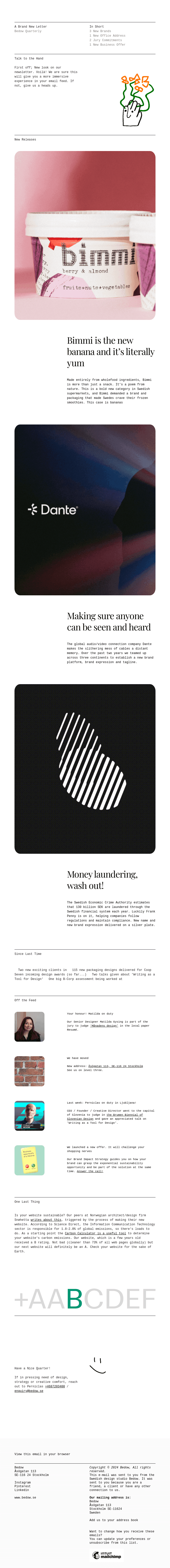 A Brand New Letter – Bedow Quarterly