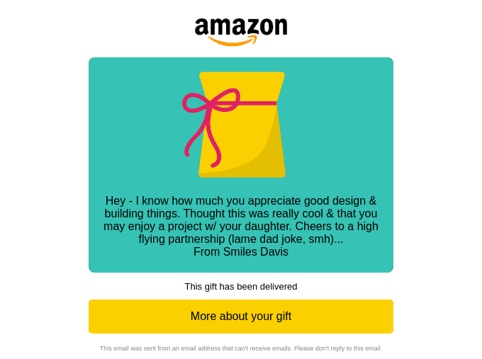 A gift from Smiles Davis was delivered