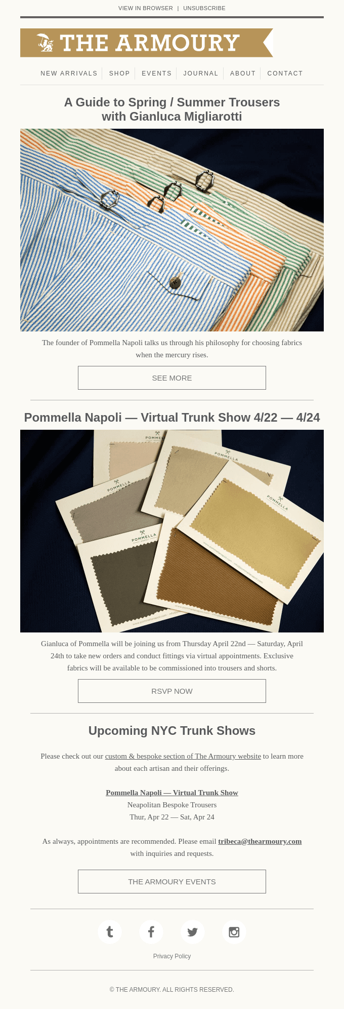 A Guide to Spring / Summer Trousers with Gianluca Migliarotti | Pommella Trunk Show 4/22 ― 4/24