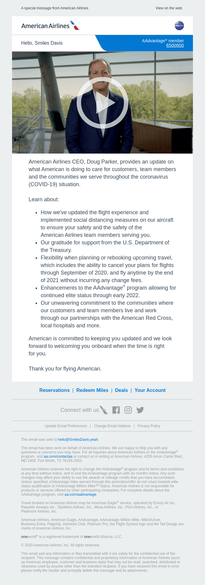 A message from American's CEO, Doug Parker