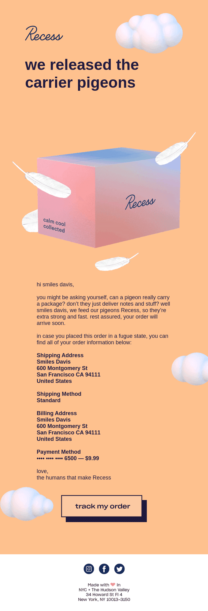 a Recess shipment from order #69550 is on the way