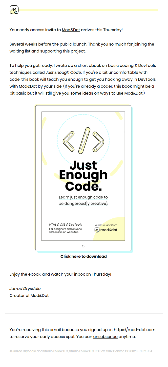 🎁 A small gift to get you ready for Mod&Dot