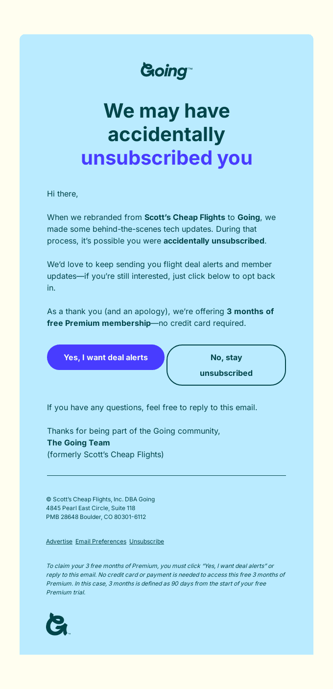 Account notice: We may have accidentally unsubscribed you.