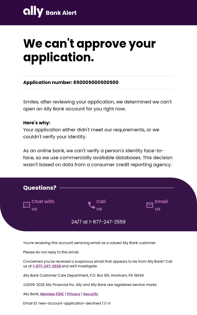 We can't open an account for you.