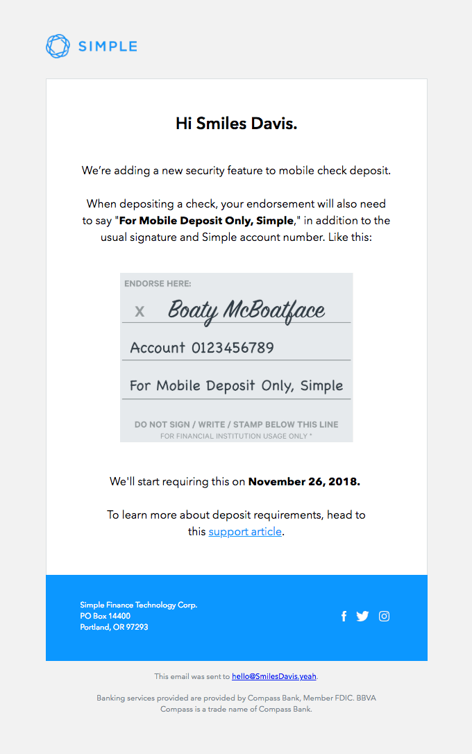 An important update on mobile check deposit