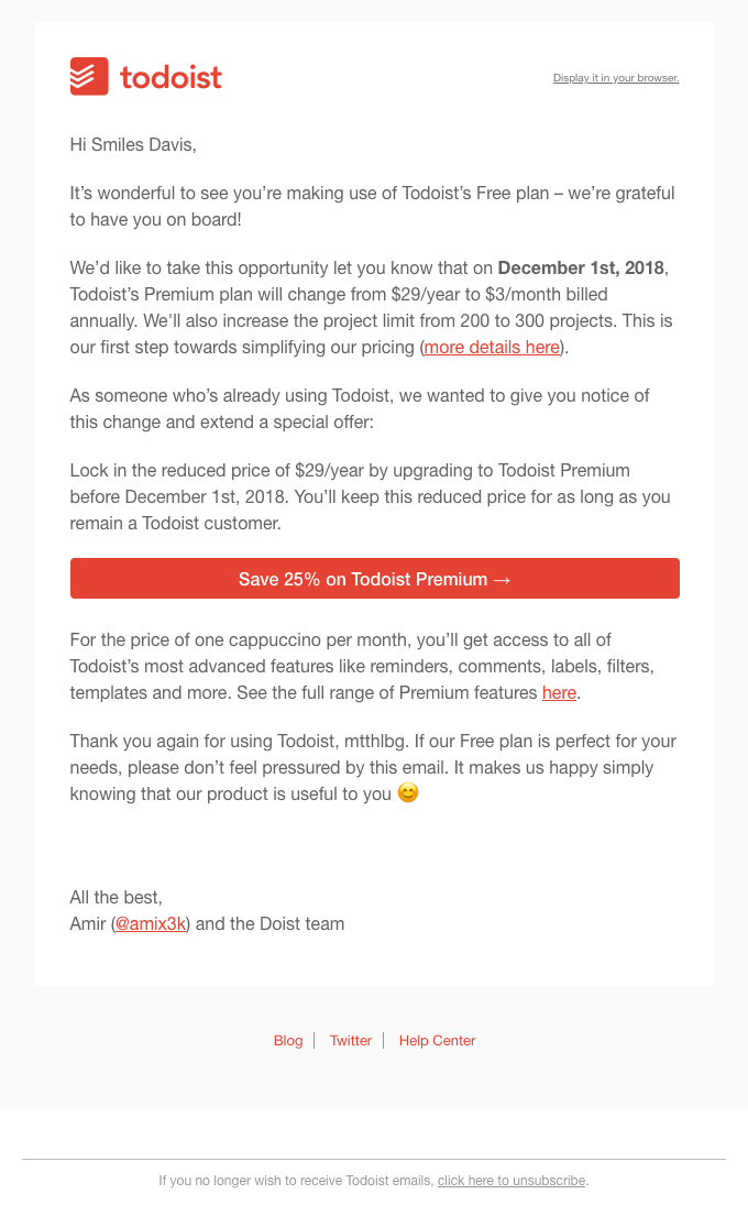 An invitation ahead of Todoist pricing changes