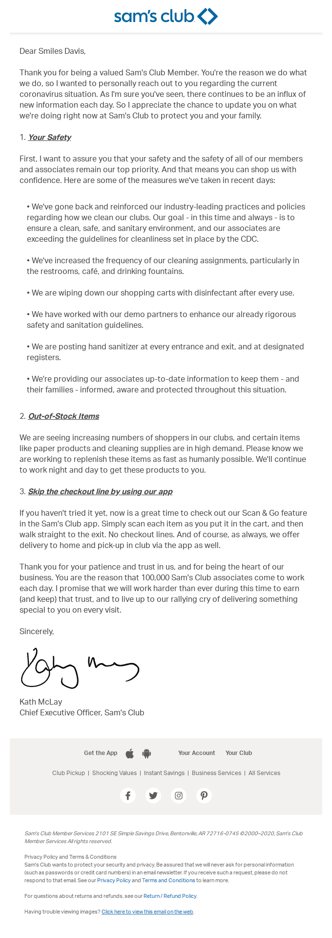 An update regarding Coronavirus (COVID-19) for our members