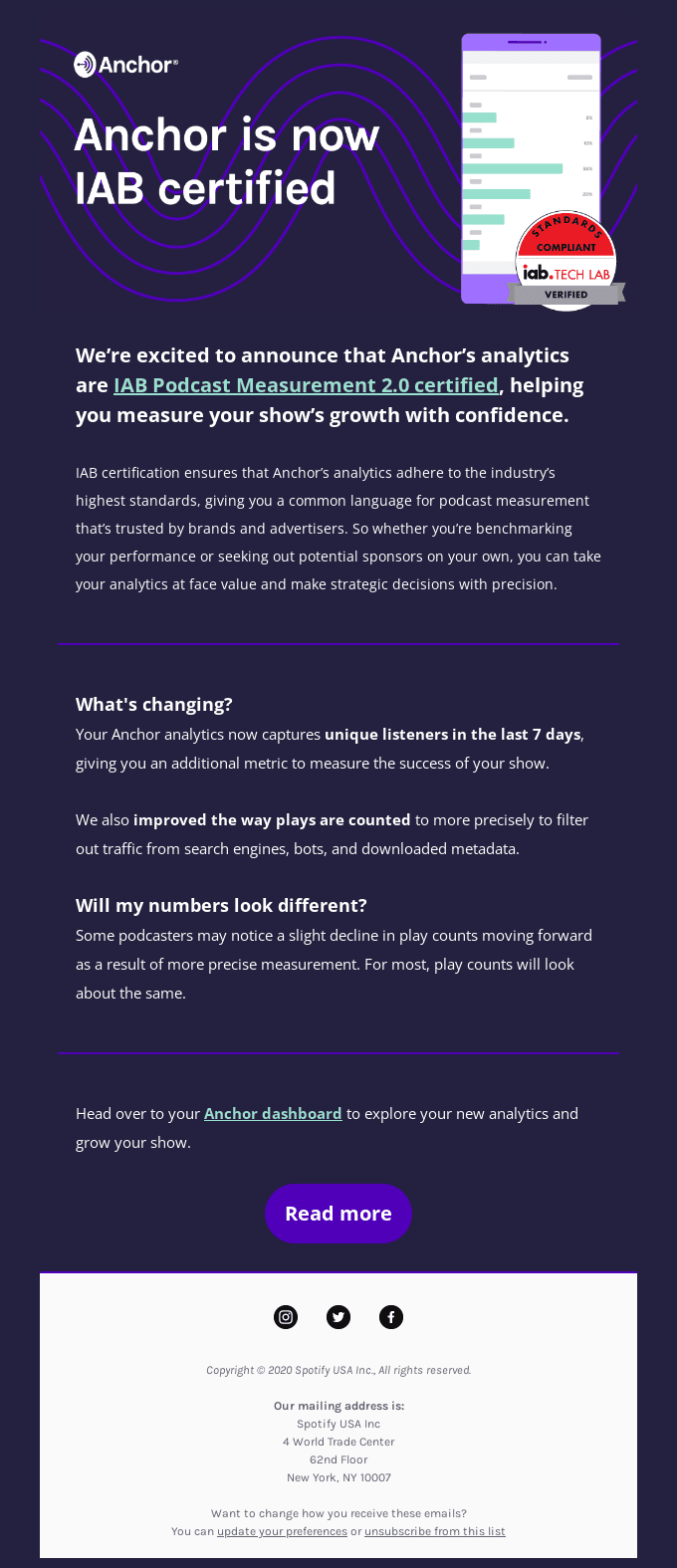 Anchor's analytics are now IAB certified