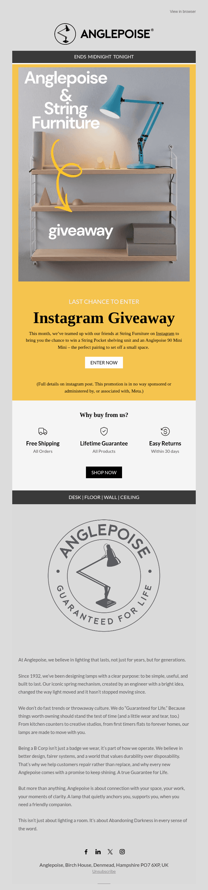 Anglepoise & String Furniture Giveaway - ends midnight.