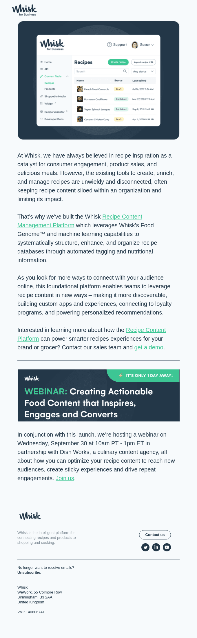 Announcing Whisk’s Recipe Content Platform