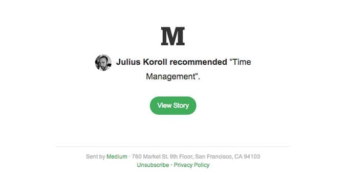 Article Recommendation Email Design from Medium