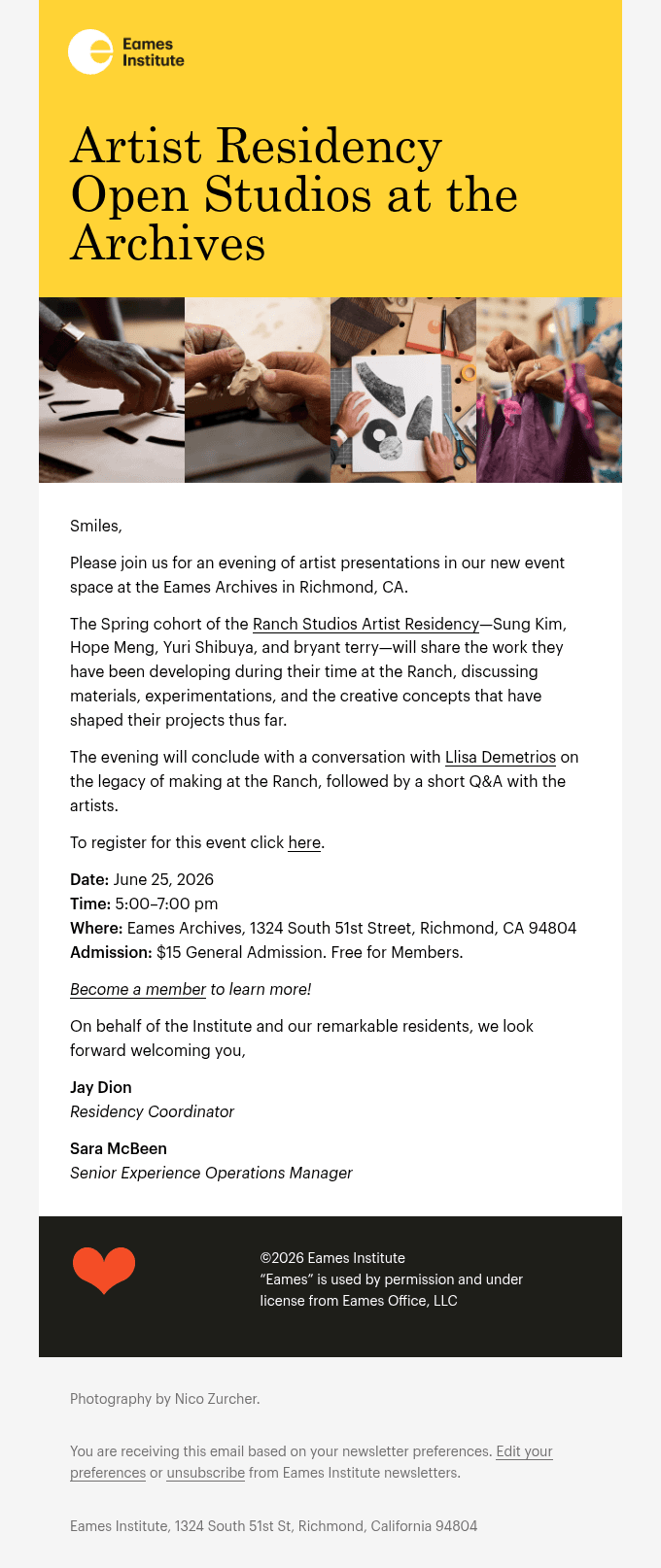 Artist Residency Open Studios at the Archives
