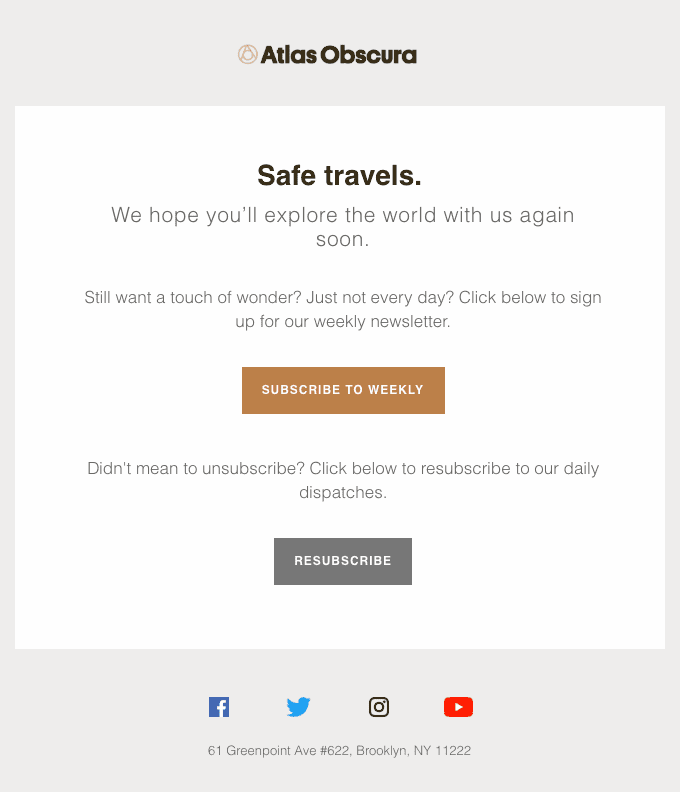 Atlas Obscura Daily Newsletter: You are now unsubscribed