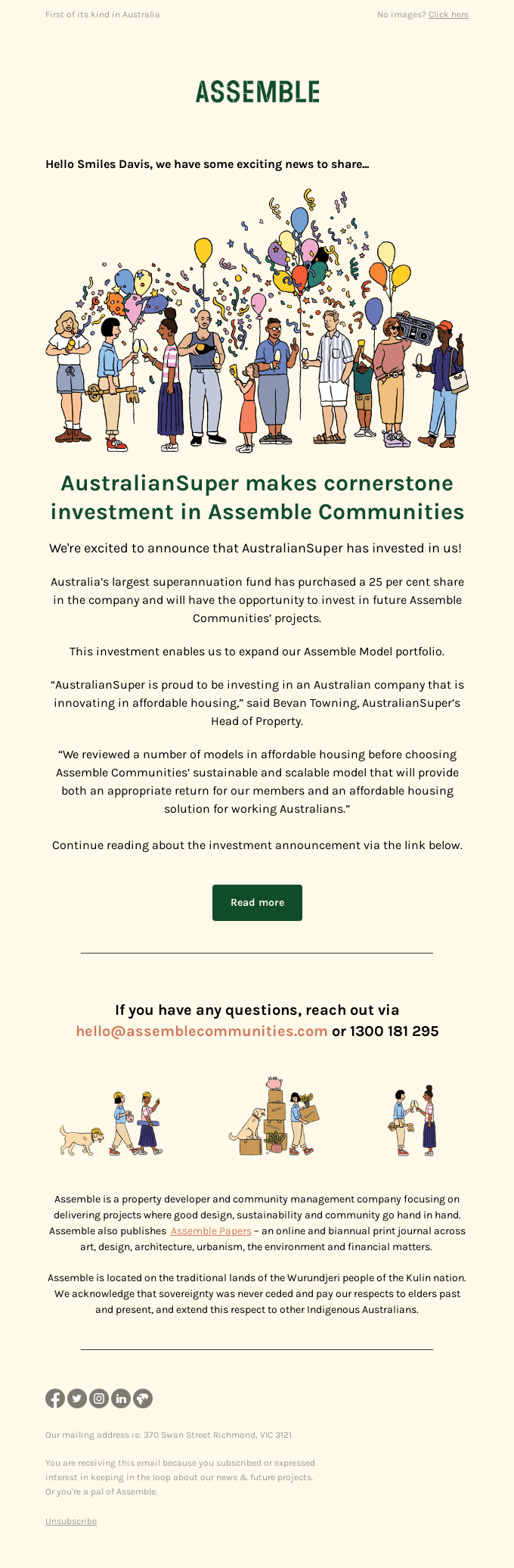 AustralianSuper makes cornerstone investment in Assemble