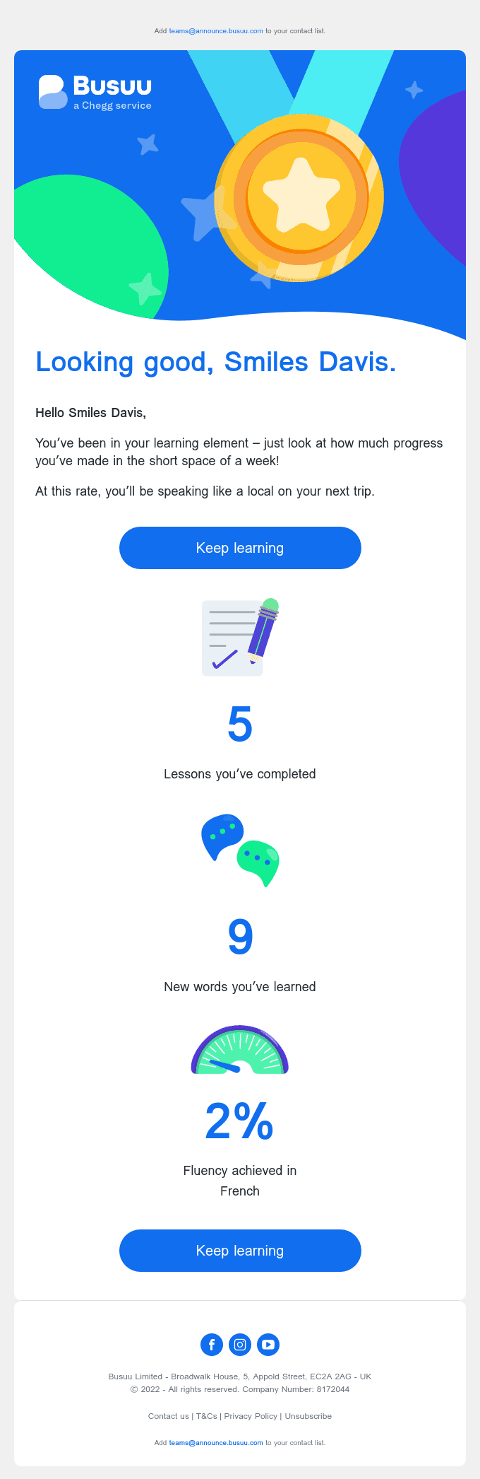 Awesome progress with your French, Smiles Davis! 🚀
