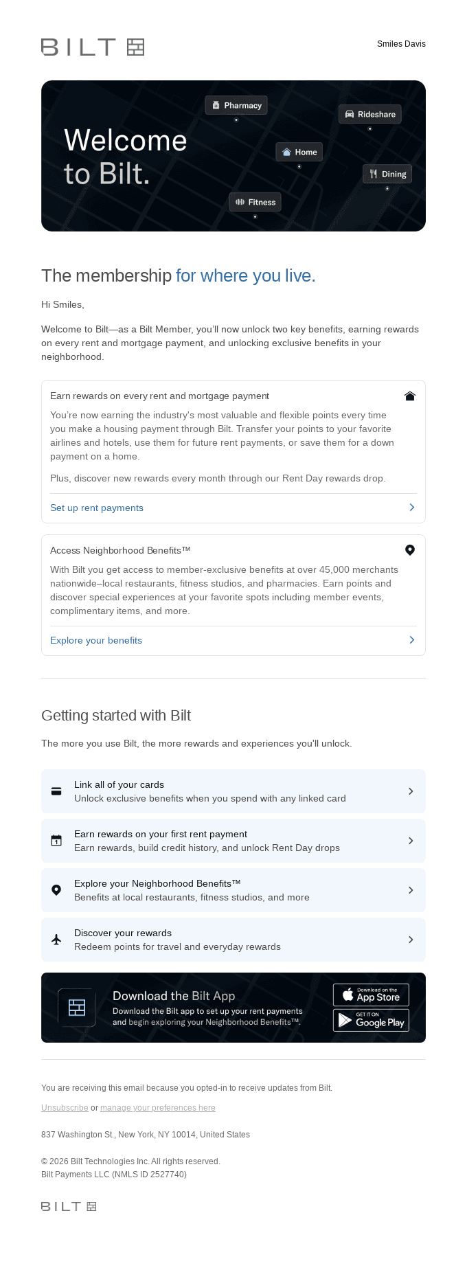 Welcome to Bilt: Rewards on rent, Benefits in your neighborhood.