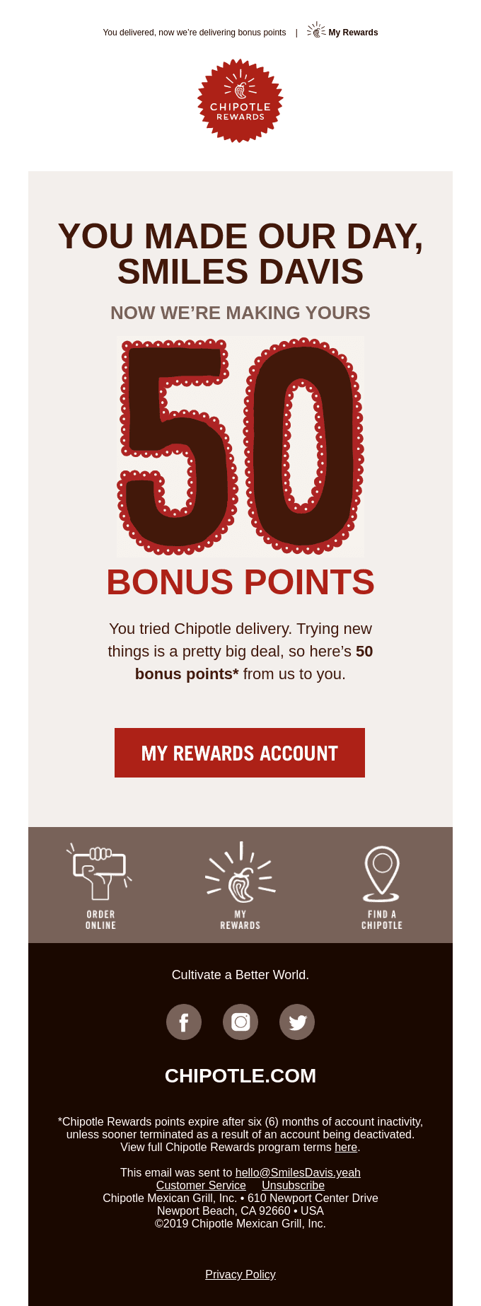 Bonus points are the new thank you