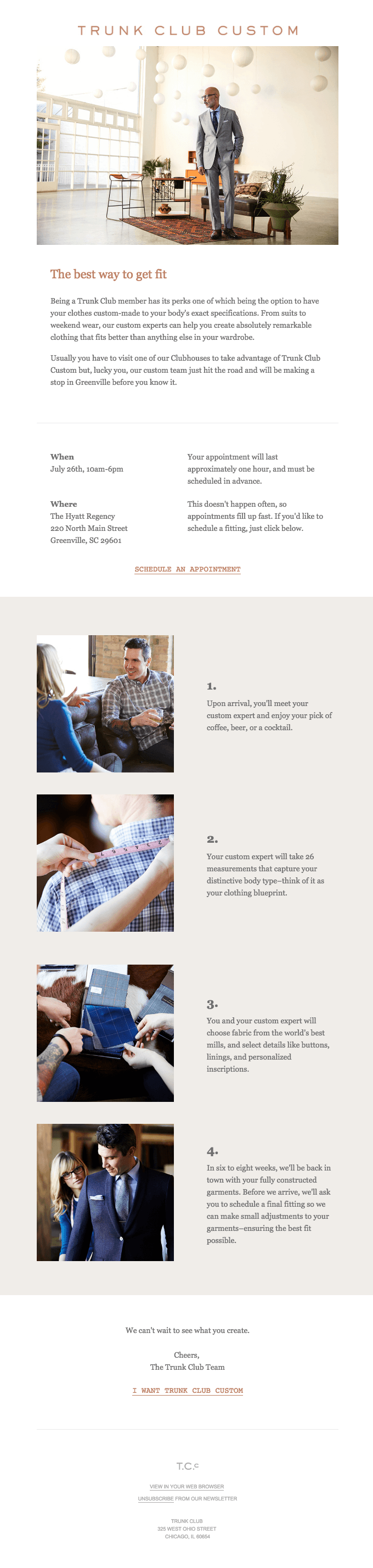 Book an Appointment with a Trunk Club Custom Specialist