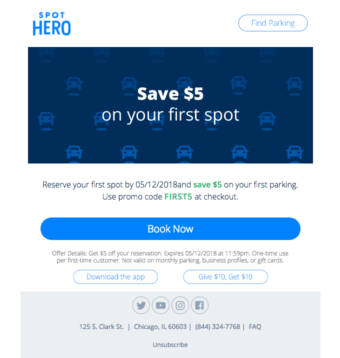 Book your first spot and save $5