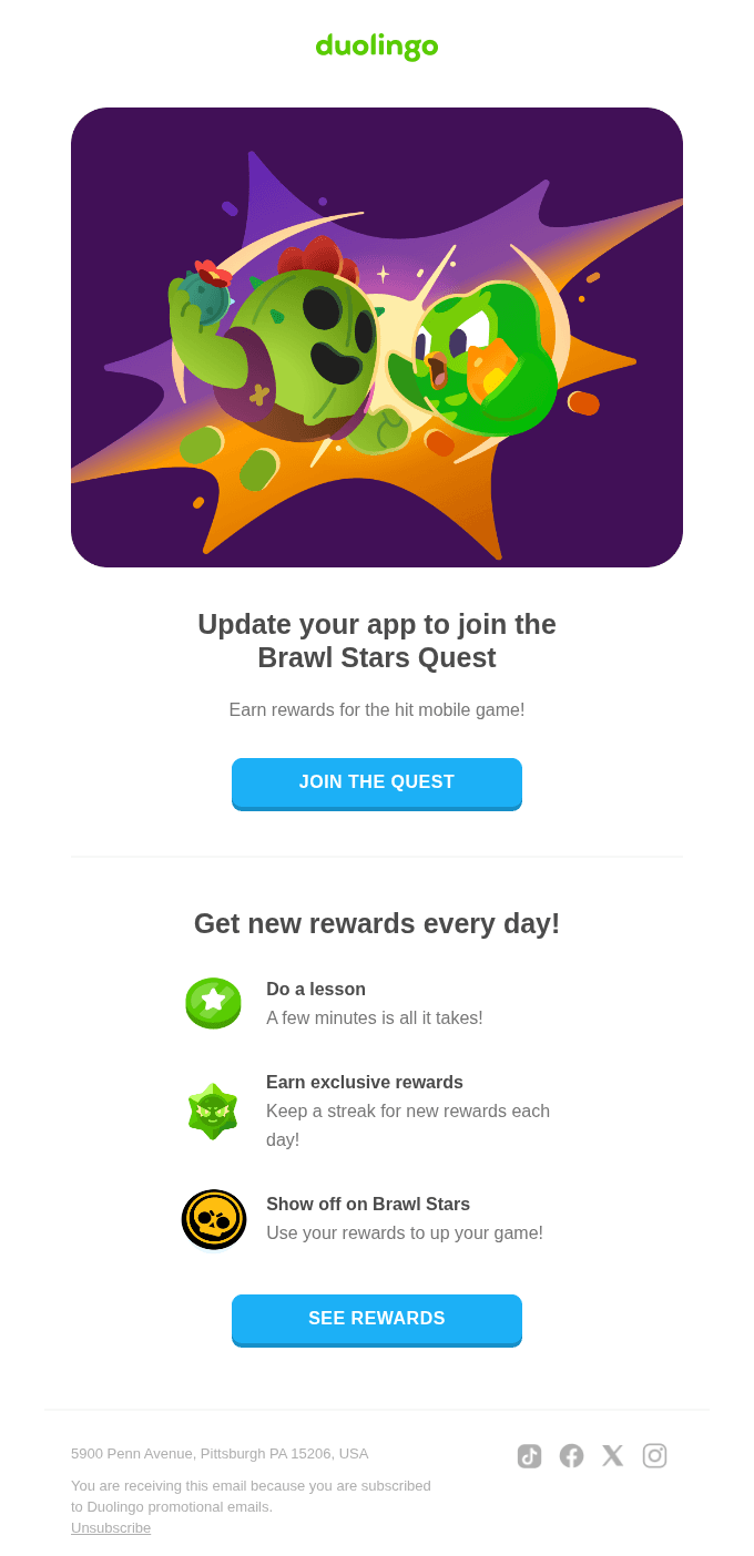Brawl Stars rewards?!! On Duolingo???