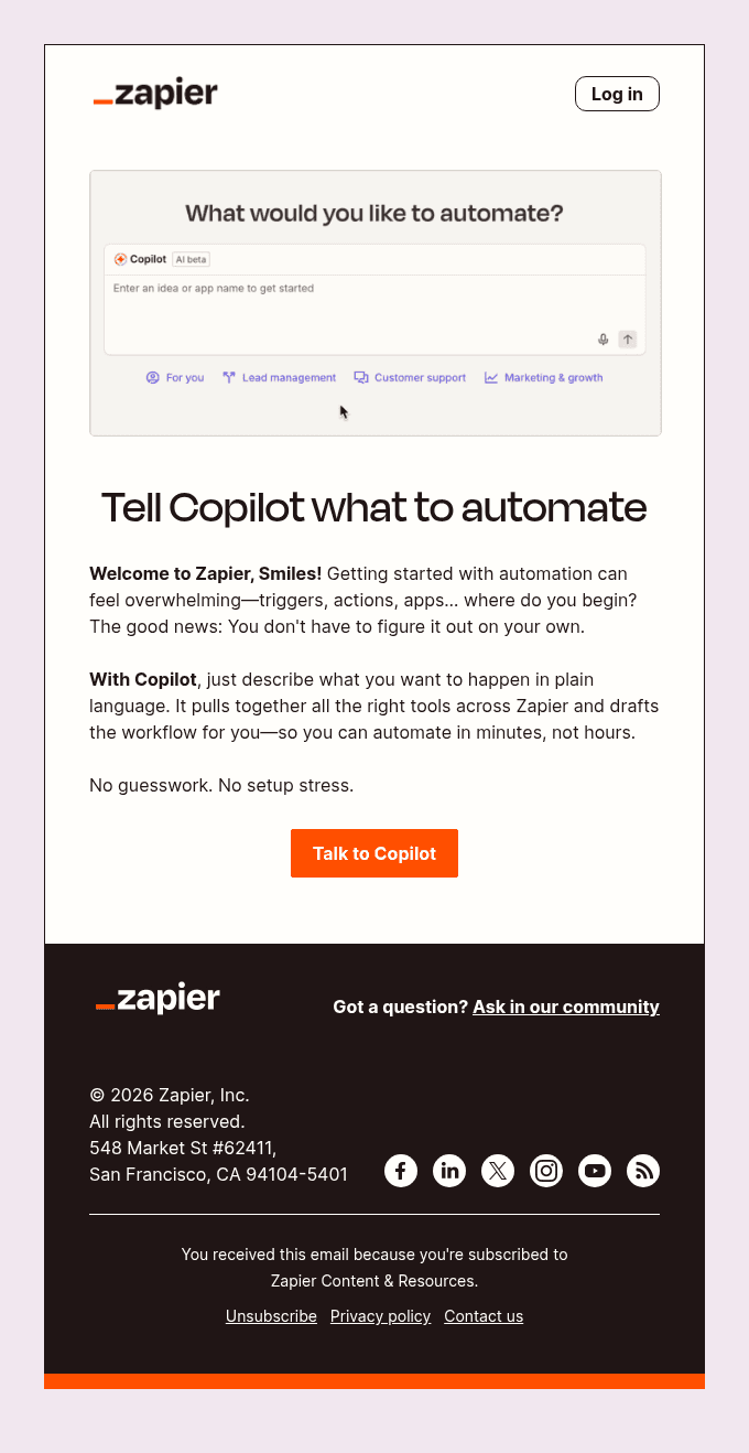 Build your first Zap with Copilot ⚡