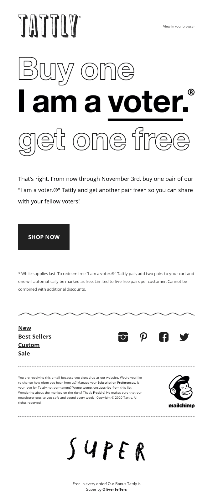 Buy one "I am a voter." Tattly. Get one free!