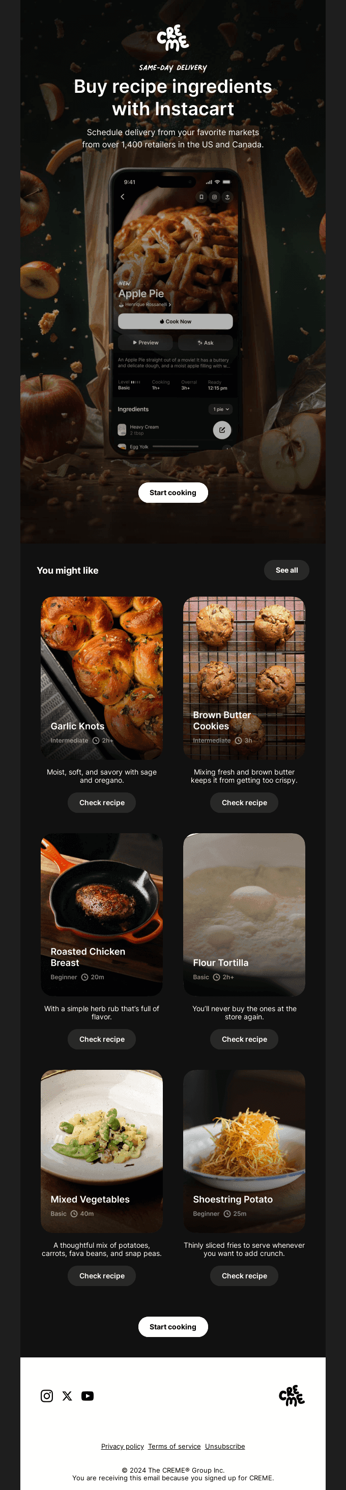 Buy recipe ingredients with Instacart