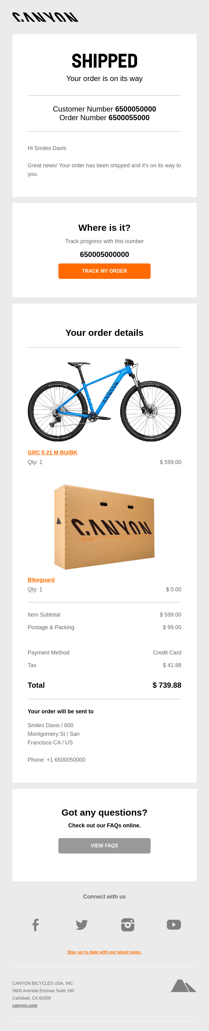 Canyon Bicycles Inc. - Receipt 650500
