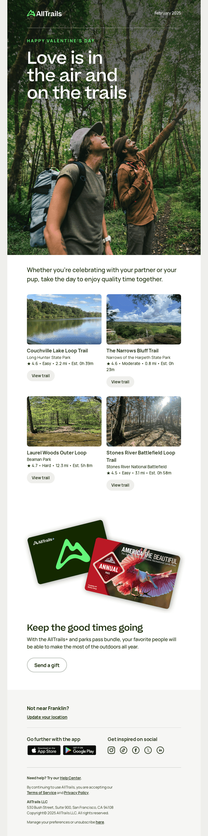 Celebrate love outdoors this Valentine’s Day